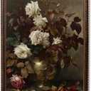 ARTZIO Retro Framed Moody Floral Wall Art Canvas PrintVintage Rose Oil Painting,Rustic Dark Academia Decor for Living Room,Office,Bedroom,Kitchen  Farmhouse Style Home Decor(8"x10")