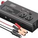 500W Power Inverter DC 12V to 110V Car Charger Converter with Dual USB Ports and 2 AC Outlets for Air Compressor Laptops, Road Trip Accessories (Black)