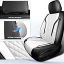 Leather Car Seat Covers Full Set, Breathable Faux Leather Seat Covers for Cars SUV Sedan Waterproof Blackwhite