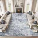WITSHOCK 12x15 Area Rugs for Living Room: Machine Washable - Non Slip Modern Abstract Rug for Bedroom Under Dining - Stain Resistant for Household - Pet Owners (Blue)