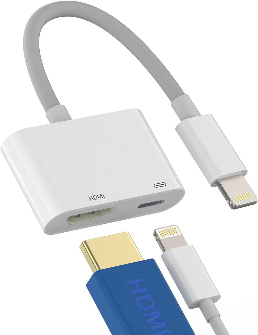 Lightning to HDMI Adapter for TV Compatible for iPhone 12 13 Pro Max Splitter Digital AV Female Port Converter and Charging Connector Cord Projector Monitor Sync Screen iPad Mini Charger Charge