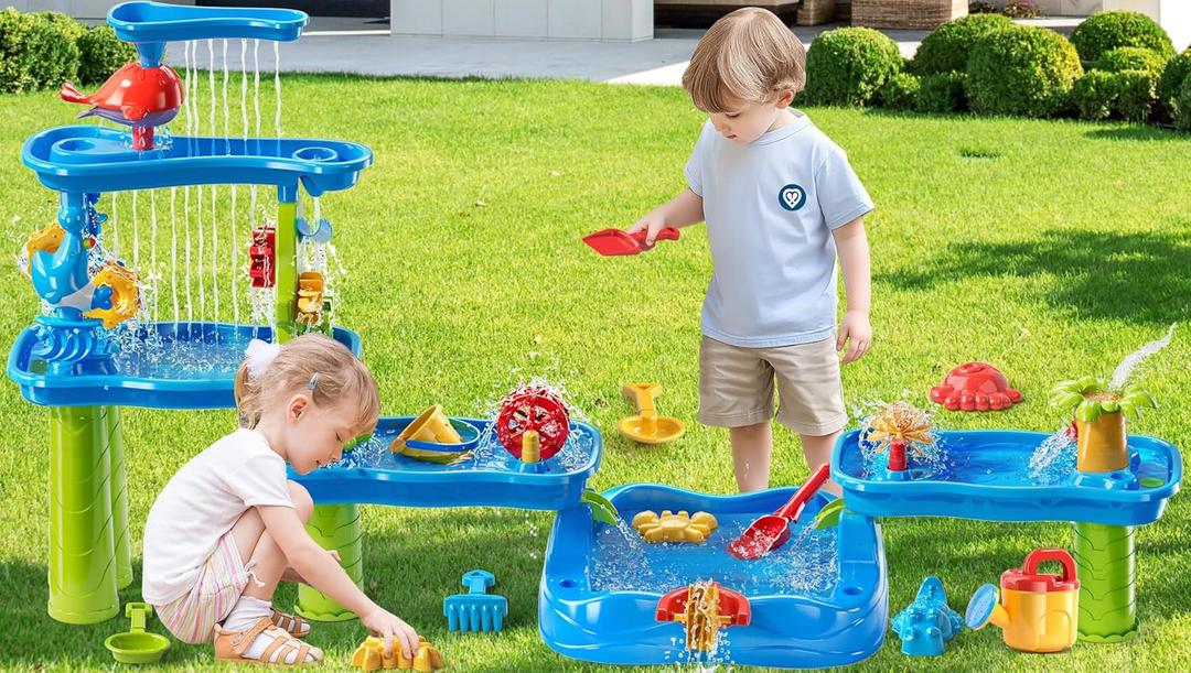 Water Table for Kids 3 4 5 6 7 Years Old - Water Playset for Toddlers 1-3 3-5, Water and Sand Play, Backyard Water Table, Summer Outdoor Beach Toys, Sensory Activity, Gifts for Boys Girls