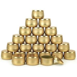 8oz Candle tins with lids,Gold Candle Jars,Bulk Candle tins for Making Candles,Candle Making Jars(24PACK,GOLD)