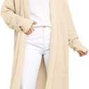 LILLUSORY Long Cardigan Sweaters for Women Fall Trendy Oversized Open Front Winter Coat (Medium, Apricot)