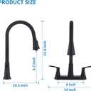 HOMELODY 2 Handles Kitchen Faucet with Pull Down Sprayer for 3 Hole Sink, 8 inch 360 Rotating Spout Centerset Kitchen Sink Faucet with Water Lines Matte Black