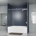 DELAVIN Frameless Tub Shower Door, 56-60" W x 59" H Bathtub Door, SGCC Certified Clear Tempered Glass with Explosion-Proof Film, Easy to Clean, Stainless Steel Guide Rail, Sliver