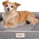Friends Forever Orthopedic Dog Bed, Memory Foam Pet Sofa, Calming Dog Couch, Water Resistant Pet Bed, Washable Cover, Non-Slip Bottom, Chester, Grey, 25" x 20" x 5.5"