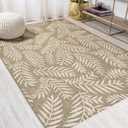 JONATHAN Y Palm Frond Indoor Outdoor Area Rug 4X6 Brown/Beige, Nevis for Backyard, Patio, Porch, Easy-Cleaning, High Traffic, Pet-Friendly, Non-Shedding (SMB119A-4)