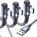 Sweguard USB C Cable Right Angle [3Pack, 10FT+6.6FT+3.3FT], 3.1A Fast Charger Cable Nylon Braided Cord for iPhone 17 16 15 Pro Max Plus iPhone Air, Samsung Galaxy S26 S25 S24 S23 S22 Note 20 10,Moto (Grey)