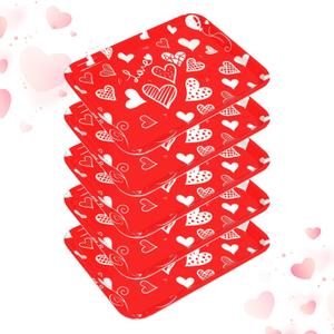5 Pcs Valentine' s Day Serving Trays 13 x 10 Inch Melamine Heart Decorative Platter Reusable Serving Dishes Red Dessert Trays for Party Decorations Supplies