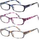 Kerecsen Reading Glasses 5 Pairs Fashion Ladies Readers Spring Hinge with Pattern Print Eyeglasses for Women (Mix Color -2, 3.00)