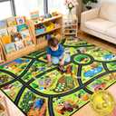 Kids Road Rug 6x9, Farm Car Play Mat for Toy Cars