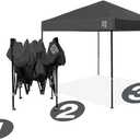 E-Z UP Ambassador Instant Pop Up Canopy Tent, 10' x 10', Roller Bag and 4 Piece Spike Set, Steel Gray