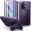 Dexnor for Samsung Galaxy A36-5G Case, [2 Front Frame] [Built-in Magnetic Slide Camera Cover & Kickstand] Heavy Duty Protection Shockproof Phone Case with Screen Protector, 6.7 inch Phantom Purple