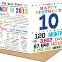 10th Birthday Card, Happy 10th Birthday Decorations for Boys Girls, 10.6×7.9 inches