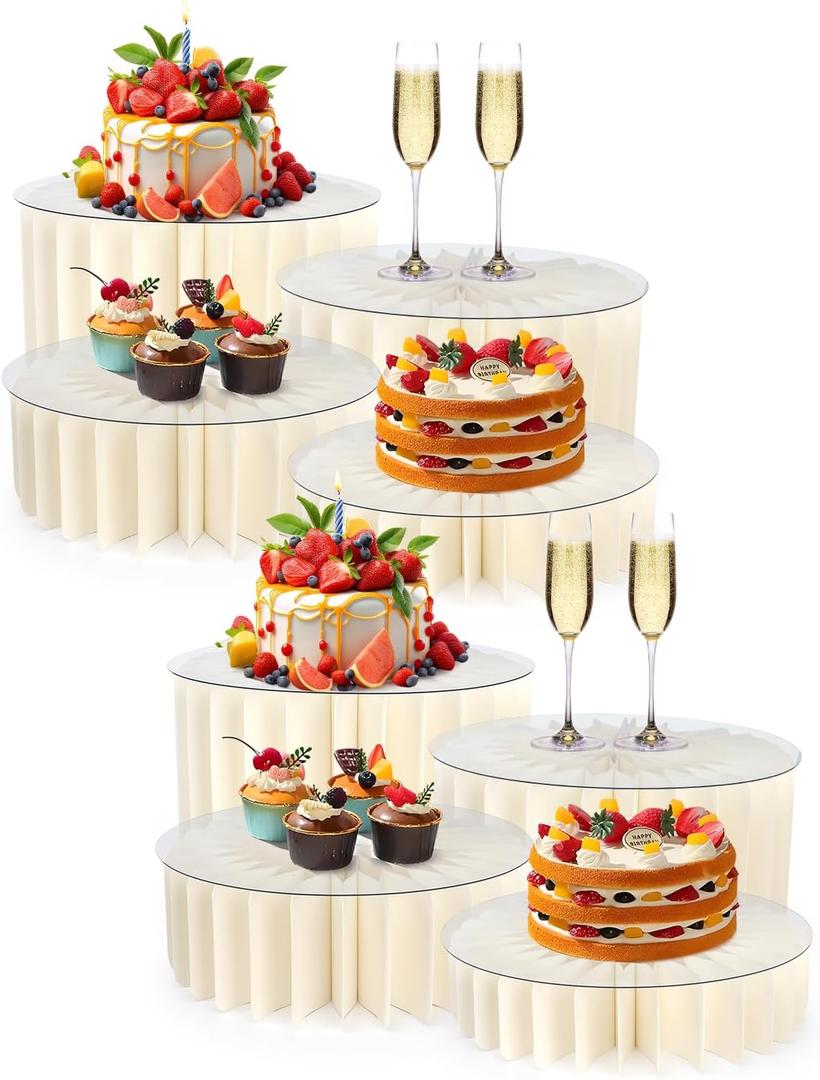 Buffet Risers Food Risers for Buffet Table Acrylic Risers Display Stands Tall Cake Stands Cylinder Stands for Party Pedestal Cake Stand Dessert Table Display Set Cupcake Stands Cupcake Display (8 Pcs White)