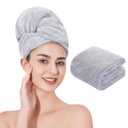 Microfiber Hair Towel Quick Dry Hair Towel Hair Drying Towels Suitable for All Kinds of Hair Ultra Absorbent Long and Thick Hair 20X40inch Grey (1pcs)