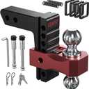 Orion Motor Tech Adjustable Trailer Hitch for 2 in. Receiver, Dual-Ball Mount Tow Hitch with 6" Drop/Rise 2" & 2-5/16" Balls, Drop Hitch with Locking Pins for Class III V Vehicles 8000-12500 GTW, Red