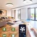 2-in-1 Low Profile Ceiling Fan with Light, 20 Caged Safety Design for Kids - RGB, CCT, Smart APP/Remote Control, Quiet Flush Mount DC Motor, Ideal for Bedroom/Living Room/Kitchen, Black&White