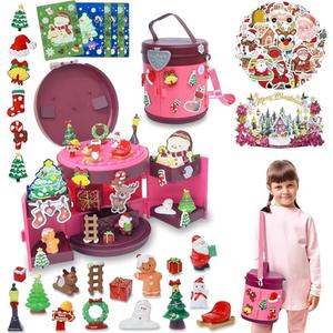 2025 Kids Box – DIY Christmas Organizer Bucket with Stickers & Mini Toys, Fidget Toy Pack, Multi-Item Fidget Toys, Creative Holiday Craft Kit for Girls Boys, Santa & Snowman Storage Bucket for Kids