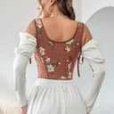 UTOWO Women Renaissance Floral Bodice Corset Tops Gothic Overbust Steampunk Bustier Leopard Bodyshaper (Brown, S)