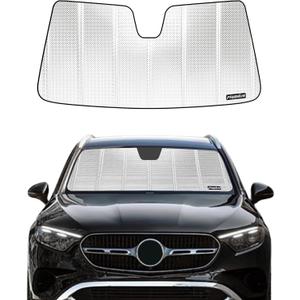 Windshield Sun Shade for 2020-2025 Mercedes-Benz GLE/GLS SUV. Front Window Sunshade with Storage Bag (Shiny Silver (Classic))