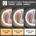 24“ x 24” LED Bathroom Smart Mirror, Round Mirror with Three Color Light Temperature Brightness Settings,Backlit + Front Lit,Wall-Mounted Vanity Mirror with Memory Function