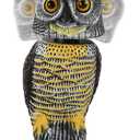 Glintoper Plastic Fake Owl Wagging Head Outdoor Statues 16.5 inch, Bird Scarecrow Horned Decoy, Bird Deterrents Scary Birds Away, Nature Enemy Pest Repellent for Outdoor Garden Yard Protectors