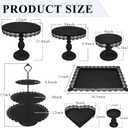 Set of 9 Cake Stands Metal Cupcake Stand Set Multiple Styles Candy Fruit Display Tower Dessert Plate Cake Serving Tray for Birthday Party Wedding Anniversary Baby Shower Engagement (Black)