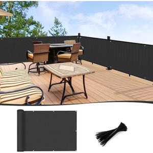 LOVE STORY 3'x115'' Black Balcony Privacy Screen Fence, UV Protection Weather-Resistant 3 FT Height Shield for Deck, Patio, Backyard, Outdoor Pool, Porch, Railing