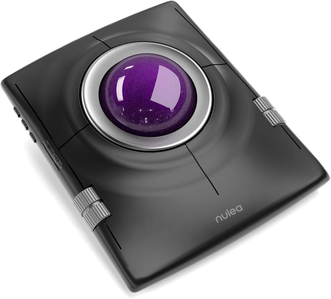 Nulea M512 Wireless Trackball Mouse, Ergonomic 55mm Trackball, Adjustable DPI for Precise Control, Left or Right Hand Compatible, Rechargeable, Multi-Device Bluetooth & 2.4GHz for PCPurple