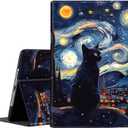 Case for iPad 9th/8th/7th Gen 2021/2020/2019 iPad 10.2 Inch Also Fit iPad Air 3th Gen 2019/iPad Pro 10.5 inch，Standing Cover with Auto Sleep/Wake， Cat Night Starry Art