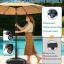 Umbrella Base with 5 Wheels, 140 lbs Max Capacity Fillable Umbrella Stand | 360°swivel wheel for flexible steering, 2 locks 2 knobs, wind-resistant design, heavy duty base for patio, deck, outdoor, 21in