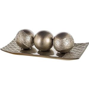 Creative Scents Dublin Silver Decorative Tray and Orbs Balls Set - Centerpiece Bowl with Balls for Dining room Table, Rustic Coffee Table Decor for Living Room Decor, Gift Boxed