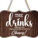 8 X 12" Inches Wooden Bar Sign Wedding Sign, Bar Signs For Home Bar Bar Decorations For Home The Hangover Is On You Cheers! Bars Wall Decor Bar Wall Art, Bar Accessories (Wood Color)- C10