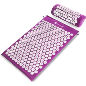 ProsourceFit Acupressure Mat and Pillow Set for Back/Neck Pain Relief and Muscle Relaxation, XL - Black/White (Large - Purpule/White)