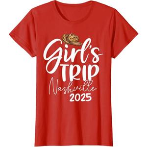 Girls Trip Nashville 2025 Bachelorette Cowboy Travel T-Shirt, XL, Red