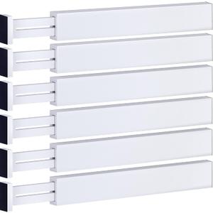 6-Pack Drawer Dividers - 2.6 Inches High, Adjustable 16 to 22 Inches Bamboo Drawer Organizer, Large Expandable Separator for Clothes, Dresser, Bedroom, Bathroom, Baby, Office, Kitchen Utensils, White