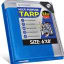 TICONN Heavy Duty Tarp Cover, Extra Thick Tarps Waterproof Tear and Rip Proof UV Resistant Tarpaulin with Reinforced Grommets and Edges (5.5 Mil, 6'x8') 1 Pack