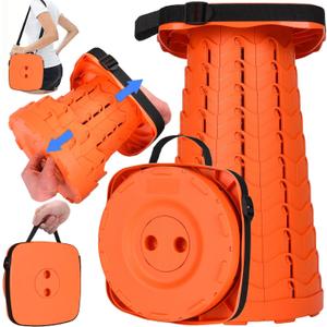 Fishboy Upgraded Square Collapsible Stool, 400lbs Max Weight, Lightweight But Sturdy, Portable Retractable Folding Telescoping Foldable Camping Stool for Adults Outdoor Fishing Hiking Travel BBQ (Square All Orange)