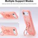 MARKILL Compatible with iPhone Air Case 6.5 Inch 2025 with 360 Degree Rotate Ring Stand, Military Grade Drop Protection Full Body Rugged Protective Case Kids Pink