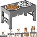 Elevated Dog Bowls with 2 Stainless Steel Bowls, 5-Height Adjustable Stand (3.1", 9" to 12"), for Improved Digestion & Neck Support, Easy Clean, Non-Slip Base Raised Feeder for Medium Large Dogs
