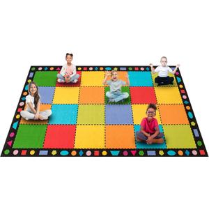 Booooom Jackson Classroom Rug 7.5x13ft Large Classroom Carpet Elementary Suitable for Rainbow or Colorful Classroom Theme (Muiti)