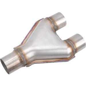T409 Stainless Steel Y Pipe 2'' Inch ID Single to 2'' Inch ID Dual Stamped Exhaust Adapter Connector, Overall Length: Approx. 10", Universal