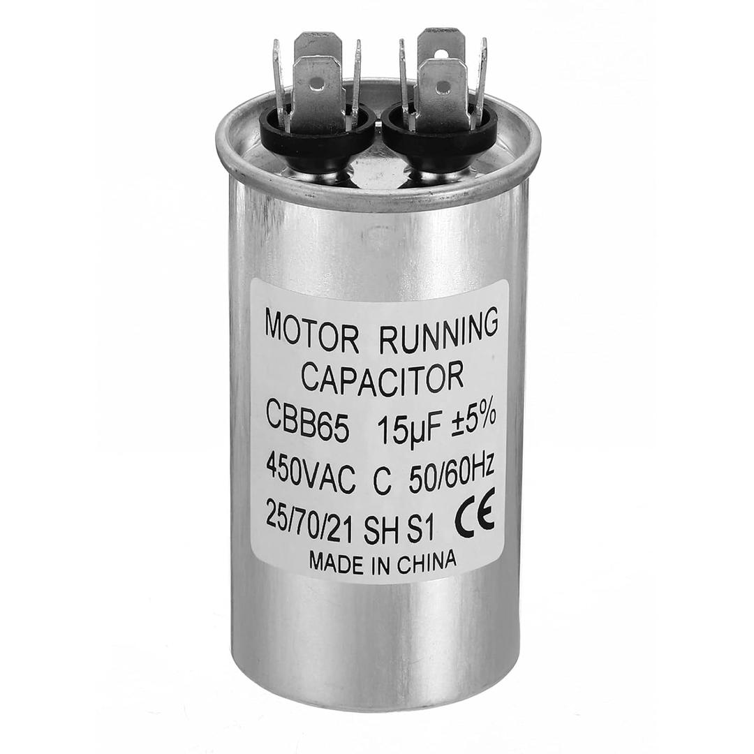 PATIKIL 15uF 5% 15MDF 450V AC Fan Start Capacitor, CBB65 Circular Run Capacitor for AC Motor Run Air Conditioner Cool Heat Pump Condenser Straight