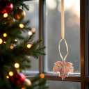 Handmade Coconut Shell Maple Leaf Hanging Ornament, Natural Fall Decor, Autumn Tree Decoration (Red)