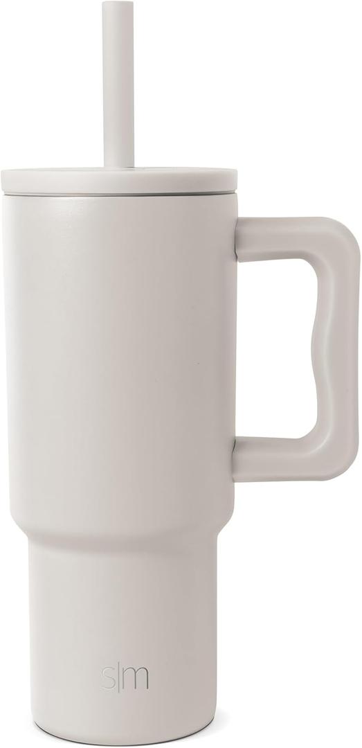 Simple Modern Kids 24 oz Tumbler with Handle and Silicone Straw Lid | Spill Proof and Leak Resistant | Reusable Stainless Steel Bottle | Gift for Kids Boys Girls | Trek Collection | Almond Birch