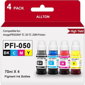 PFI-050 PFI050 Ink Refill 4-Pack PFI-050 Pigment Ink Tank Set Replacement for Canon imagePROGRAF TC-20 TC-20M TC-21/21M Printer(4-Pack)