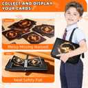 Jumbo Card Binder Compatible with Pokemon XL Jumbo Cards, 100 Pockets Zip Trading Card Binder, QUBAMG Oversized 5.7"7.9" Card Holders Storage, 3-Ring PU Collector Album Card Folder, Lightning Black