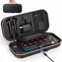 Auarte [Charge inside] Carrying Case for Nintendo Switch 2 2025 / Switch OLED / Switch with Adapter and for Joy Cons Storage, Travel Case for Switch 2 Console with 22 Game Card Storage (Carbon Black)